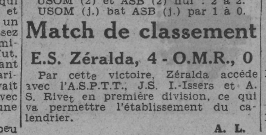 Dimanche 11.10.1942 l'OMR perd son barrage pour accèder en 1ère division