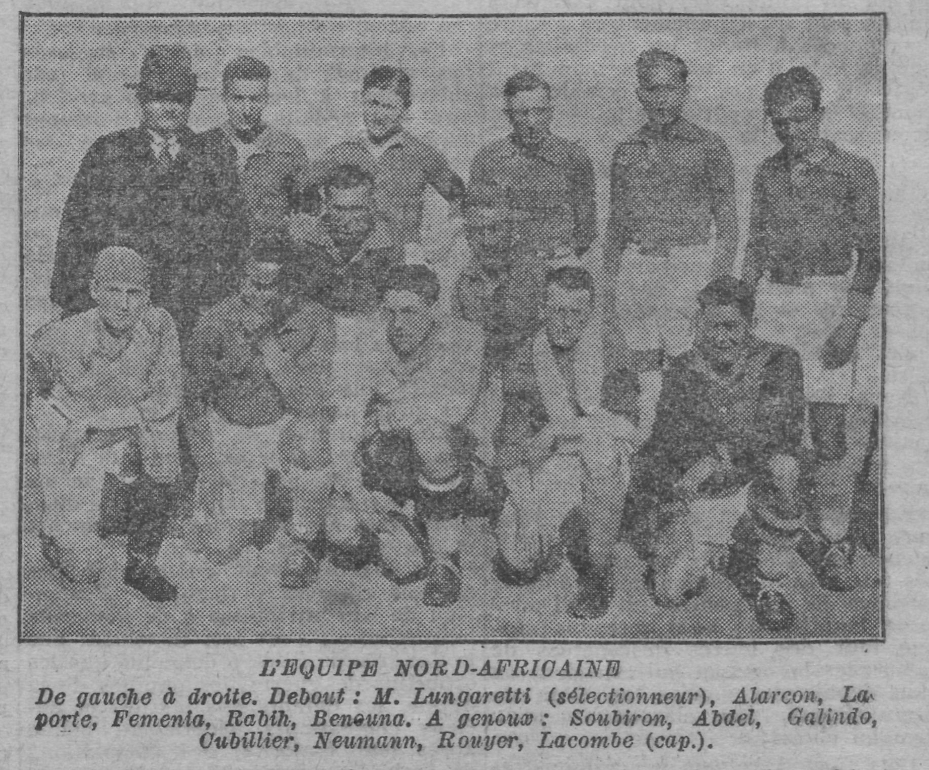 Dimanche 24.3.1929 au Stade Colombe Paris Amical France B-sélection Algérie Maroc 6-1 avec Benouna