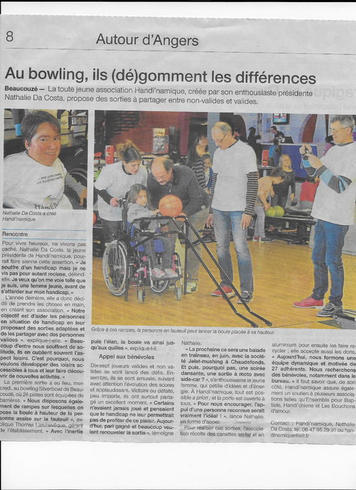 Article Ouest France  sur notre première sortie bowling le 08/02/16