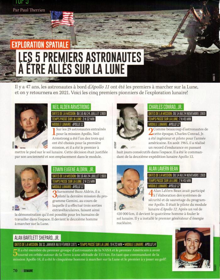 Sciences:  Les 5 premiers astronautes à être allés sur la lune