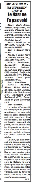 Lundi 2 Mars 2009 Stade omar Hamadi Bologhine MCA-NAHD 2-2