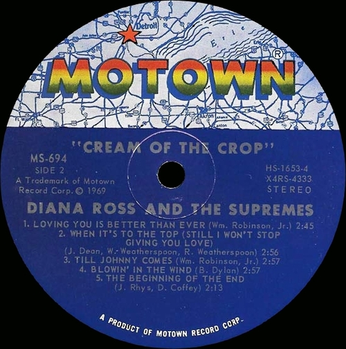 Diana Ross & The Supremes : Album " Cream Of The Crop " Motown Records MS 694 [ US ]