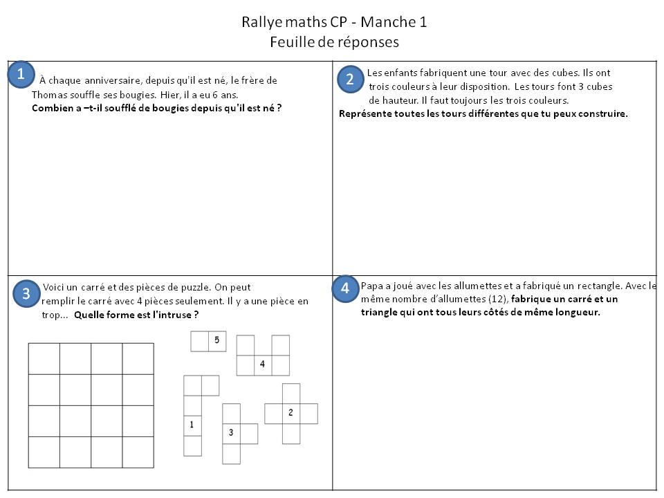 Rallye maths CP : fiches réponses et fichiers son - En classe Pascale !