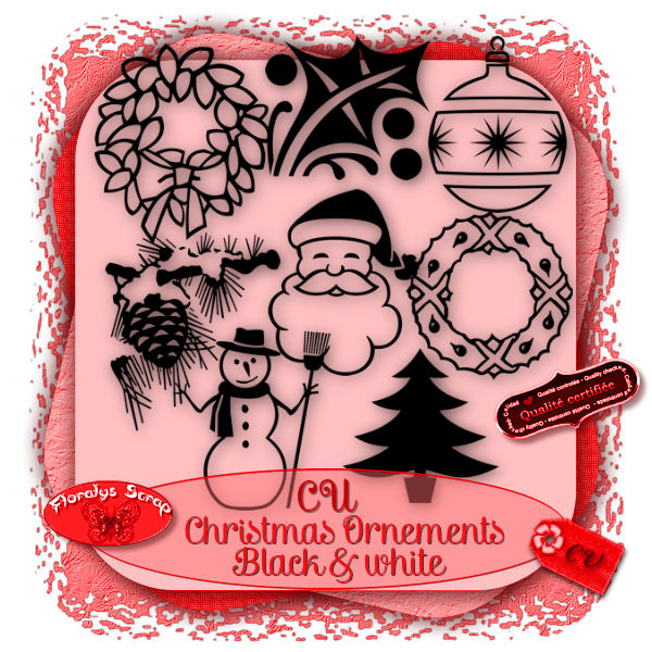 CU Christmas Ornements B&W