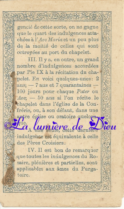 Un vrai trésor de précieuses indulgences du Rosaire