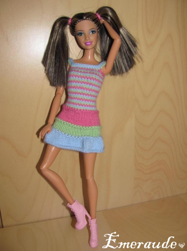 Tricot Barbie: Robe d'été n°16 par les copinautes