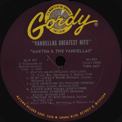 Martha & The Vandellas : Album " Greatest Hits " Gordy Records GLP 917 [ US ]