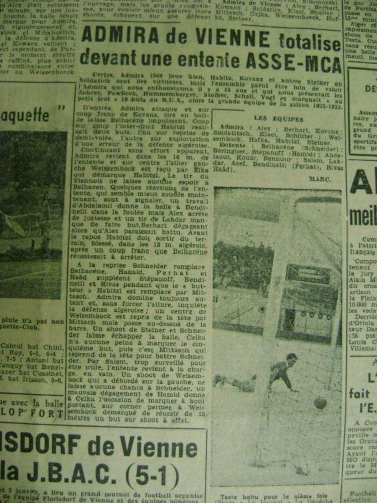 Samedi 31.1.1950 ASSE.MCA-Admira de Vienne 0-9