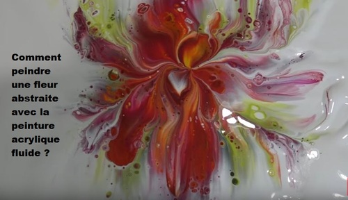 Dessin et peinture - vidéo 2829 : Comment réaliser des fleurs abstraites, quasi réalistes, avec des sacs de congélation ? - peinture acrylique fluide.