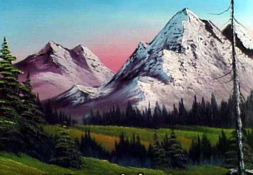 Dessin et peinture - vidéo 2155 : La montagne au crépuscule avec brosse et couteau - peinture à l'huile ou acrylique.