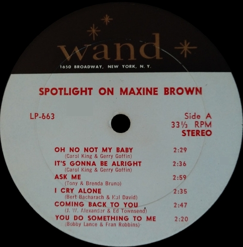 Maxine Brown : Album " Spotlight On Maxine Brown " Wand ‎Records LP-663 [ US ]