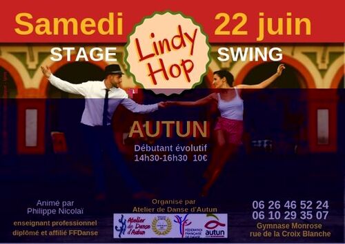    AUTUN les samedis 22 juin et 3 juillet découverte LINDY HOP et WEST-COAST