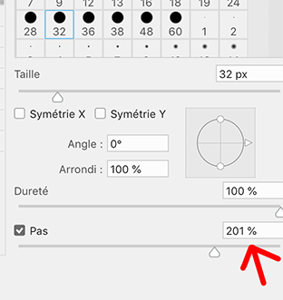 Les pinceaux et la gomme sur CC 2018