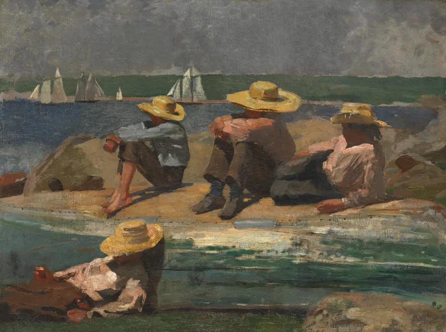 Winslow Homer, Children on the Beach (Watching the Tide Go Out ; Watching the Boats), 1873, huile sur toile, 32 x 42 cm. Photo © Sotheby's
