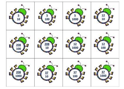 Cartes à choix fractions et décimaux