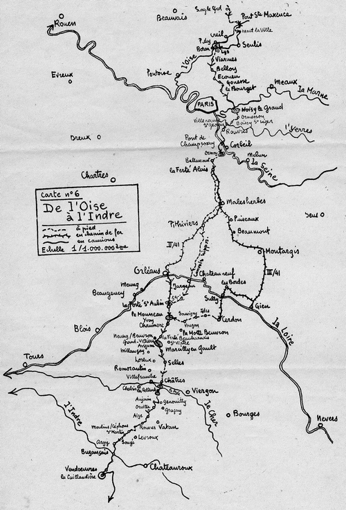 Cartographie du journal des opérations de guerre du 41° RI - Mai et juin 1940