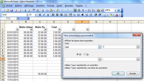Créer des filtres avec Excel