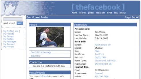 Évolution technologie Facebook en 2005