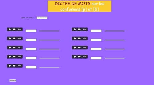 Dictée de mot: besoin d'un coup de main!