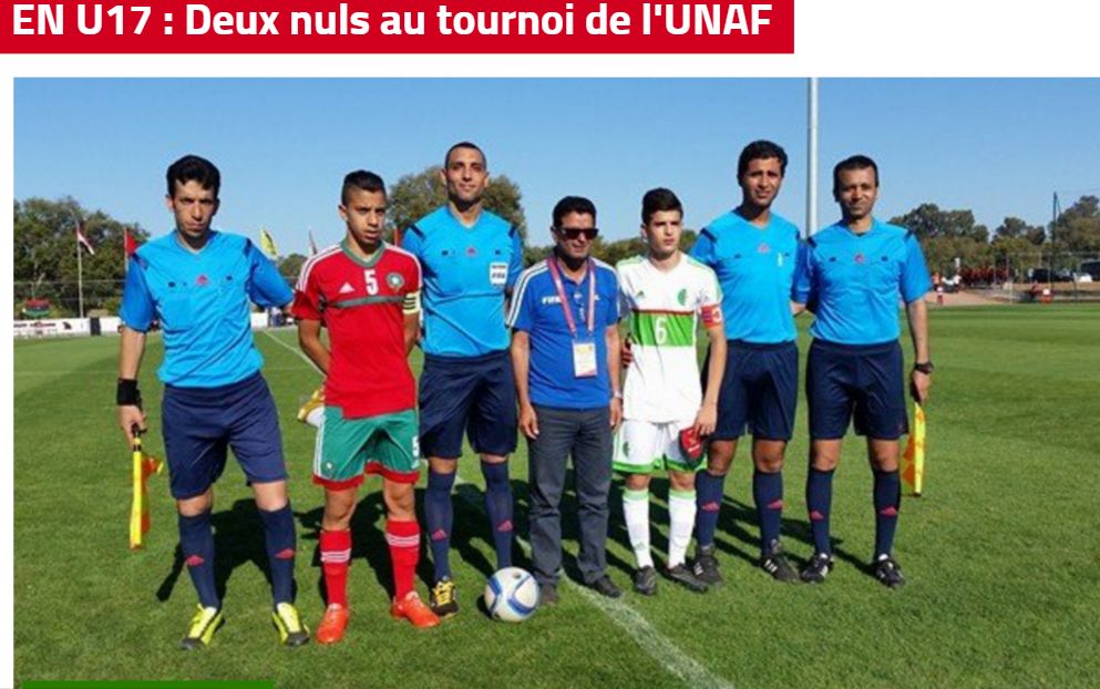 2 juin 2016 au Maroc UNAF U 17 ans Maroc-EN 2-2 Idir (57') et Kerroum (88'), contre Burkina 0-0