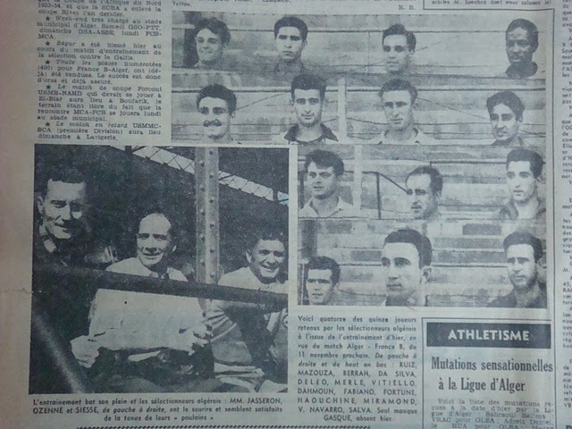 Novembre 1954 Dahmoune sélection Alger-France B