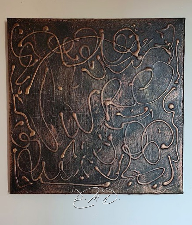 2022 C  - Toile 30x30 -  Enduit pigmenté, cerne relief et patine Libéron - CP