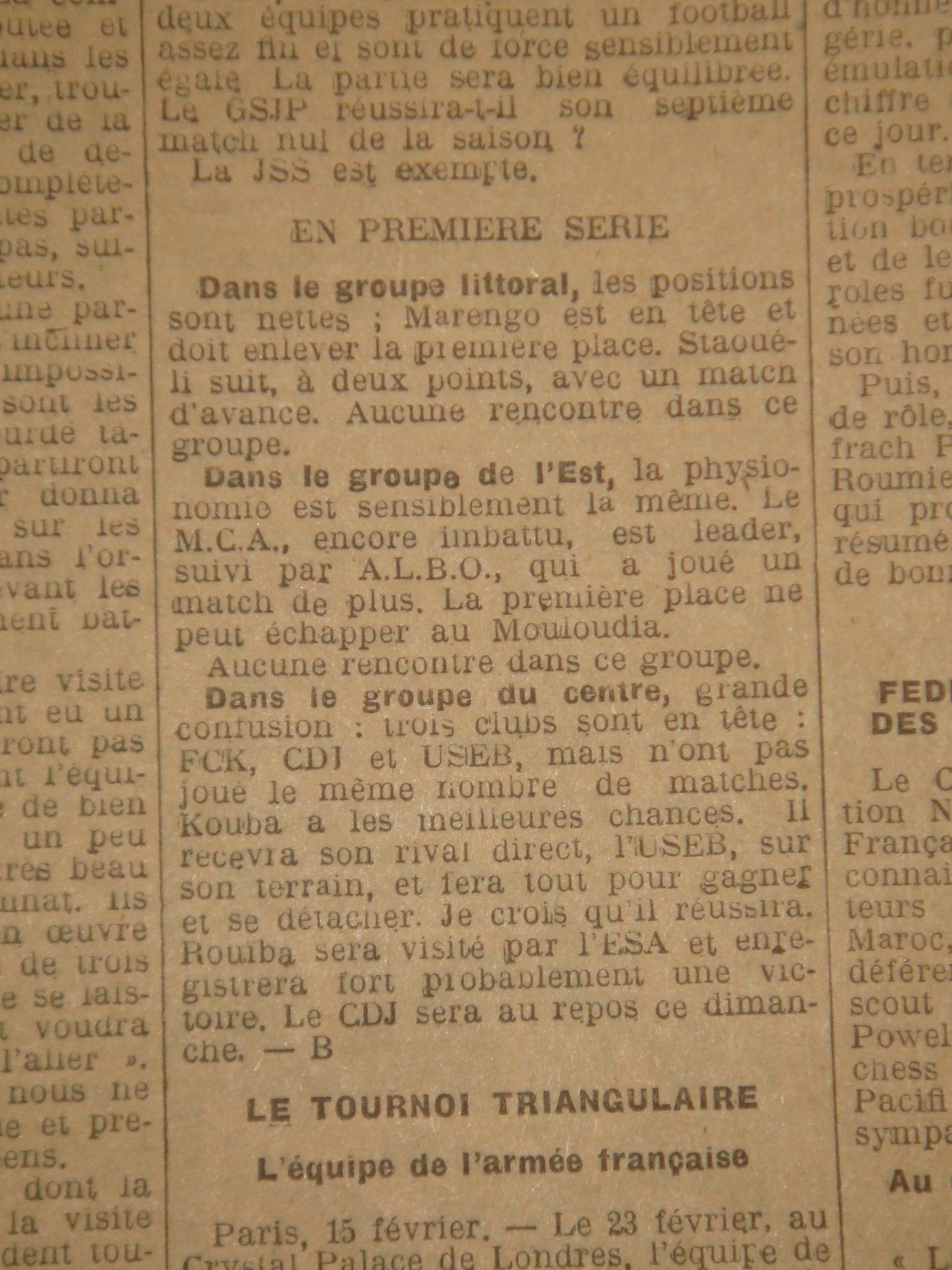 Le MCA toujours leader sans jouer