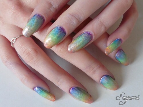 Nail Art Holographic Rainbow