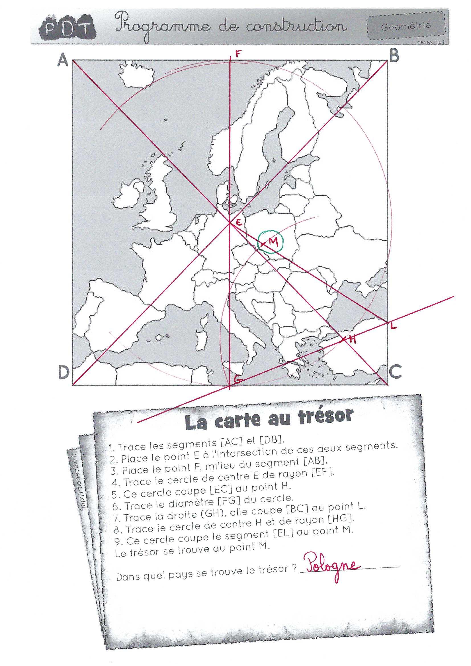 Exercice De Geometrie Carte Au Tresor école Albens l'Albanaise