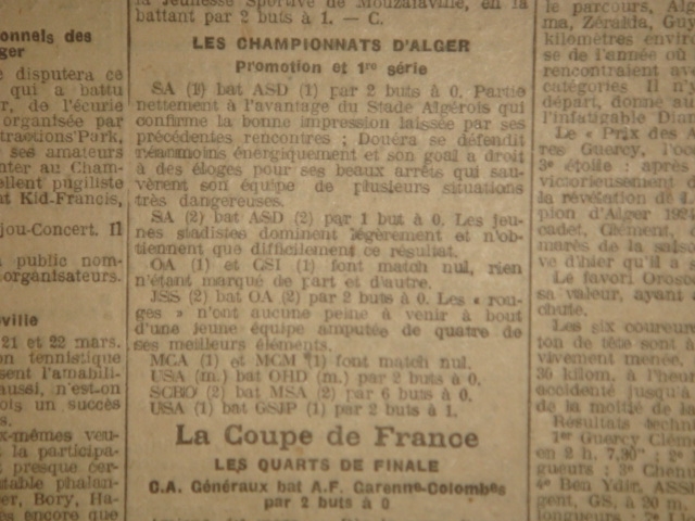1.3.1925 MCA-Mouloudia Club Médéen match nul