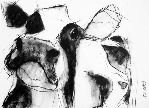 15 - Des vaches, dessin/ peinture contemporain