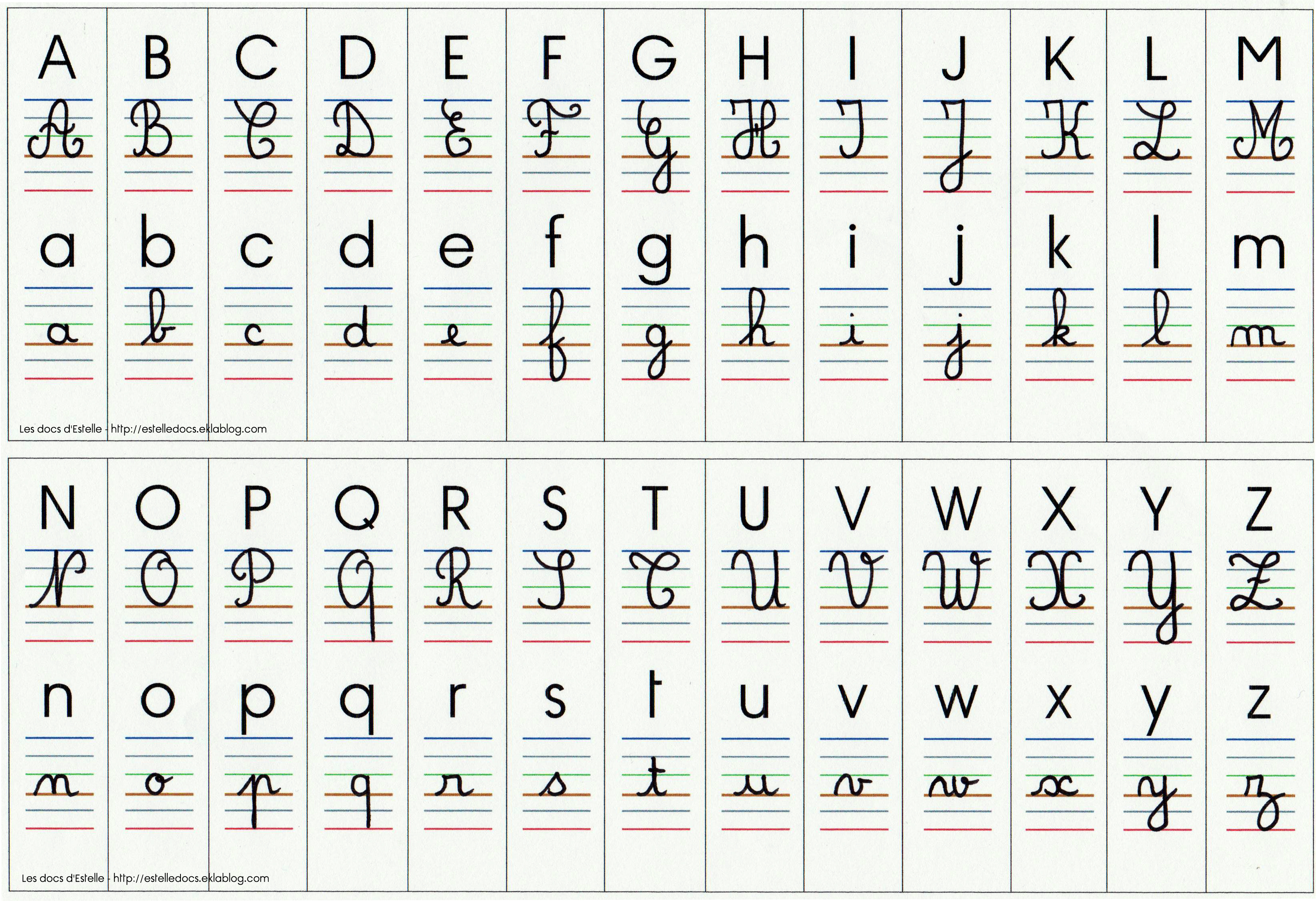 Affichage : les lettres majuscules en écriture cursive