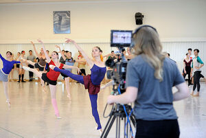 scenery filming ballet class in studio