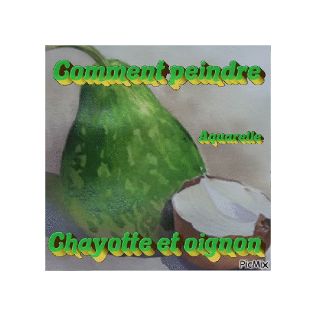 Dessin et peinture - vidéo 4107 : Comment peindre chayote et oignon 1/2 ? - aquarelle.