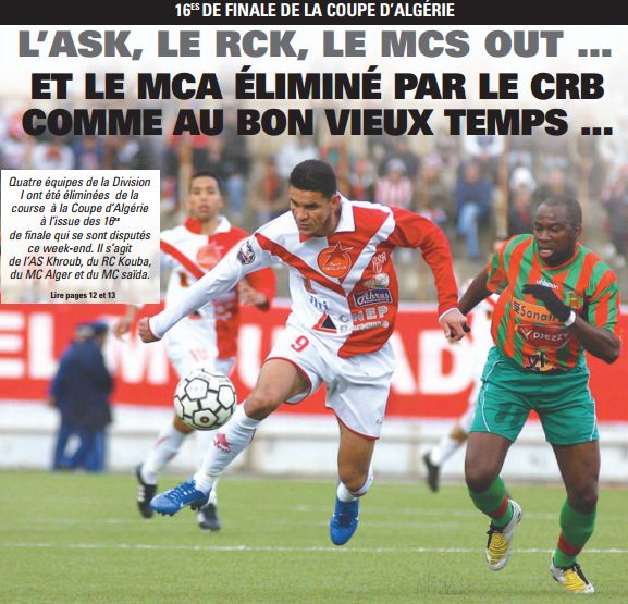 Jeudi 22.01.2009 stade 1er Novembre Tizi-Ouzou 1/16ème Coupe CRB-MCA 0-0 A.P (4-1 TAB)