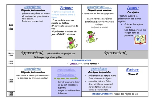 Cahier-journal 1ère semaine de septembre