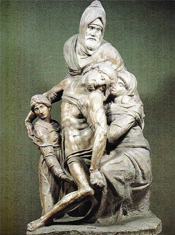 Pieta II ( 1550) / Désespéré , M-Ange brisa le bras du Christ !