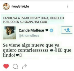 Cande Molfese sera dans Soy Luna