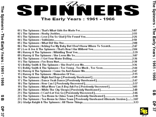 The Spinners : CD " The Early Years 1961 - 1966 " SB Records DP 37 [ FR ]
