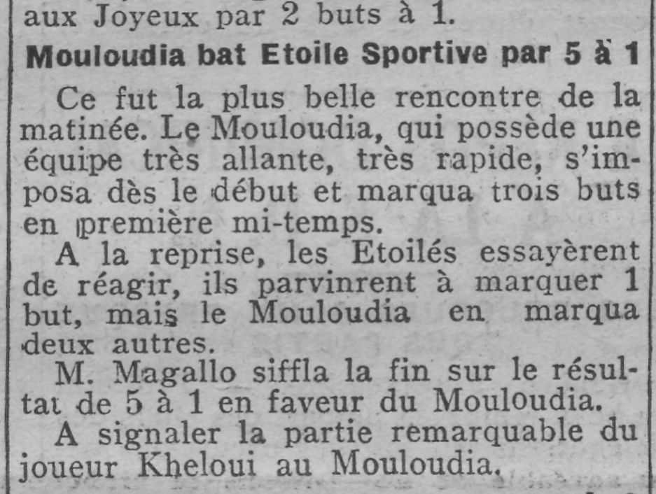Dimanche 9.9.1928 Coupe Municipalité Etoile Sportive Algéroise-MCA 1-5