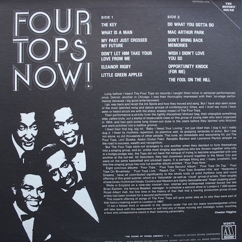 The Four Tops : Album " The Four Tops Now ! LP Motown Records MS 675 [ US ]