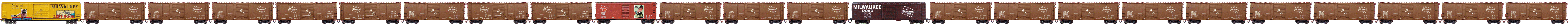Convoi de 24 wagons Boxcar Milwaukee Road