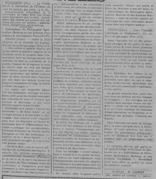 Lectures recommandées (Le Fraterniste, 1er février 1924)
