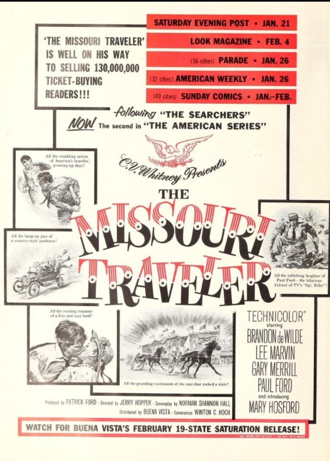 THE MISSOURI TRAVELER  BOX OFFICE USA 1958