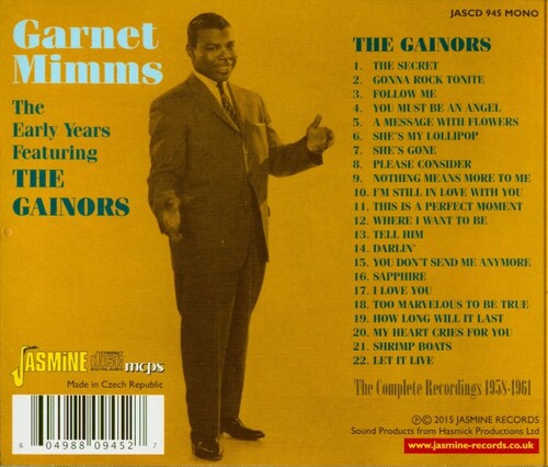 Garnet Mimms : CD " The Early Years Featuring The Gainors : The Complete Recordings 1958-1961 " Jasmine Records JASCD 945 [ CZ ]