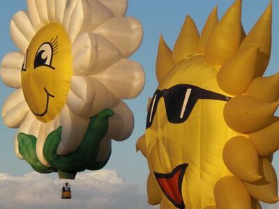 season balloons sky sunflawers 