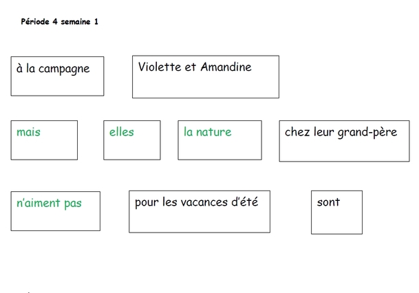 grammaire au jour le jour : étiquettes à manipuler pour les phrases à constituer