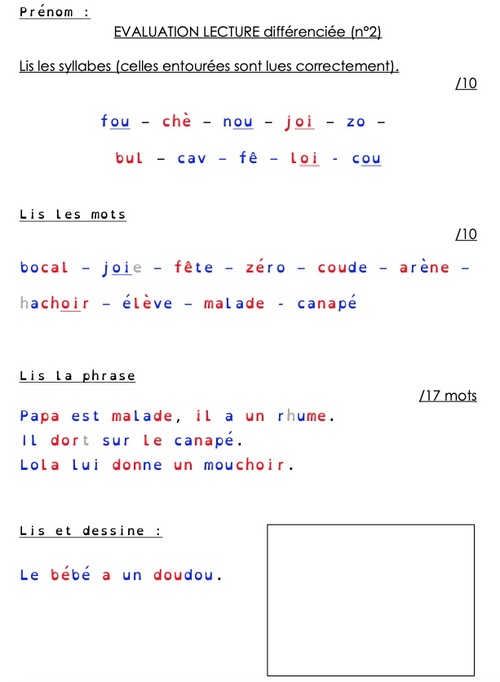 Evaluation lecture (différenciation) n°2