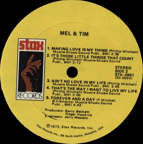Mel & Tim : Album " Mel & Tim " Stax Records STS-5501 [ US ]