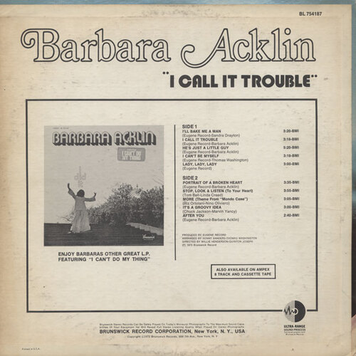 Barbara Acklin : Album " I Call It Trouble " Brunswick Records BL 754187 [ US ]